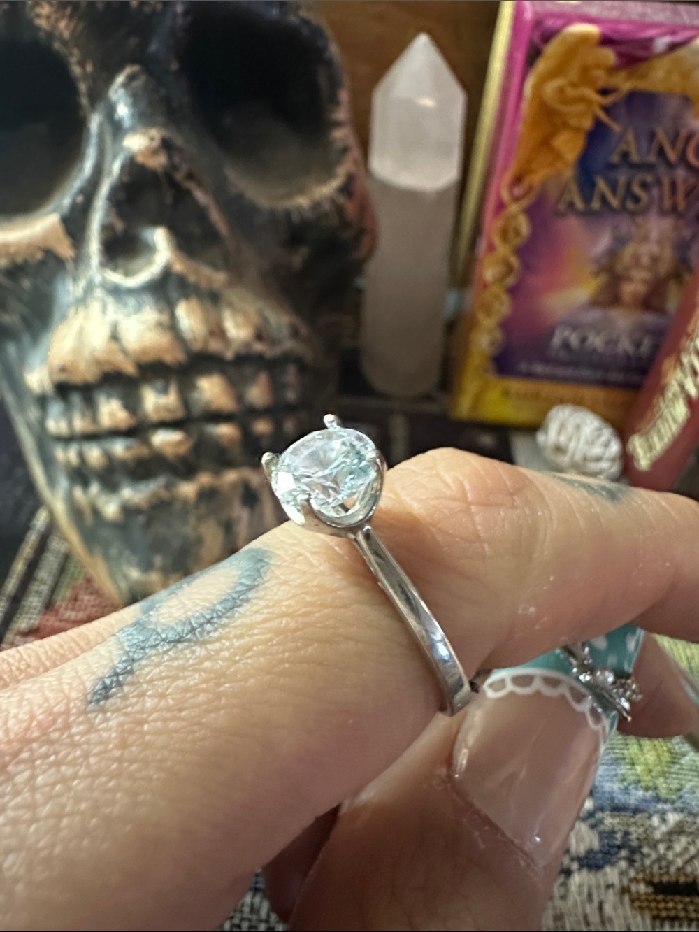 Silver Solitaire CZ Engagement Ring - Clear Crystal